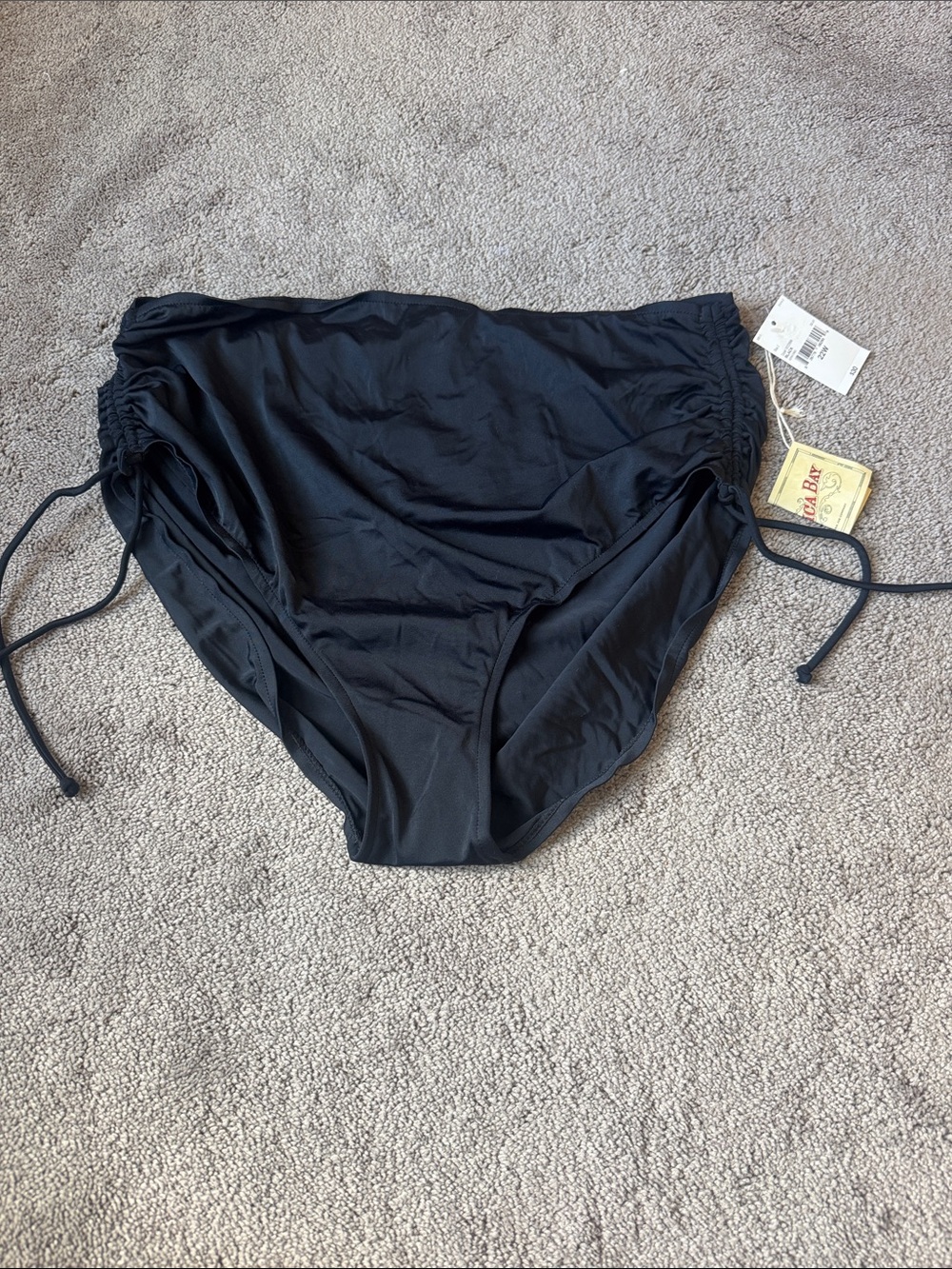 Jamaica Bay Swim Bottoms SIZE 22W Black Ruched High Waist Bikini Bottom NWT